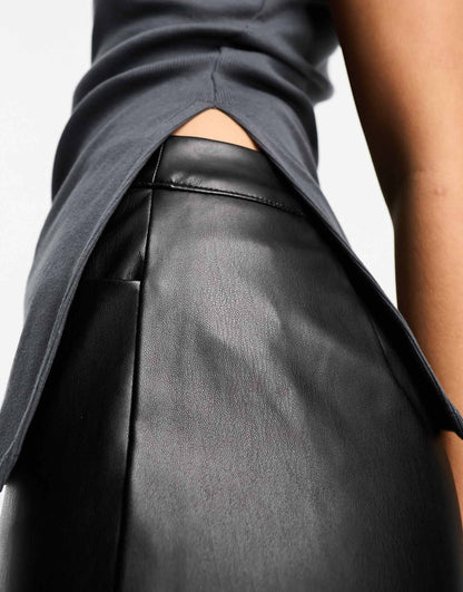 High Waisted Faux Leather Trousers