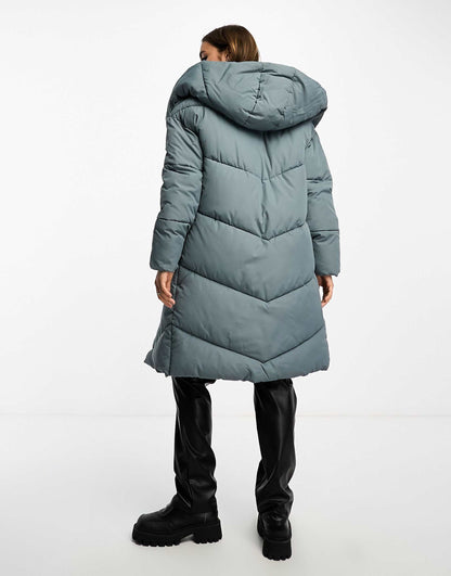 Longline Padded Coat With Oversized Hood