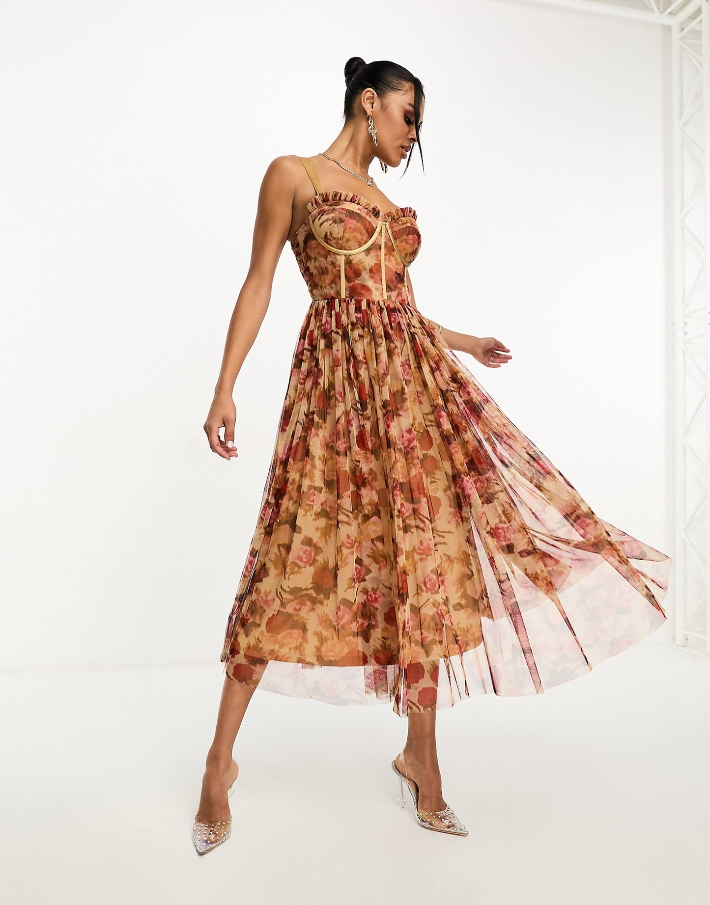 Corset Tulle Midi Dress