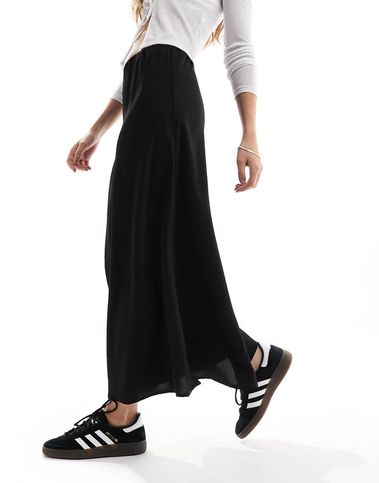 Matte Satin Midi Skirt