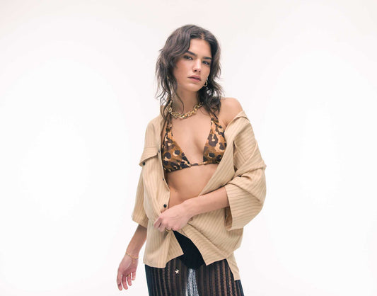Mix And Match Triangle Bikini Top With Knot Detail