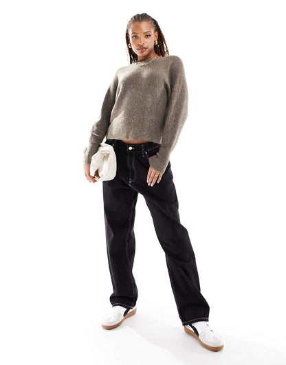 Ribbed Wide Neck Jumper