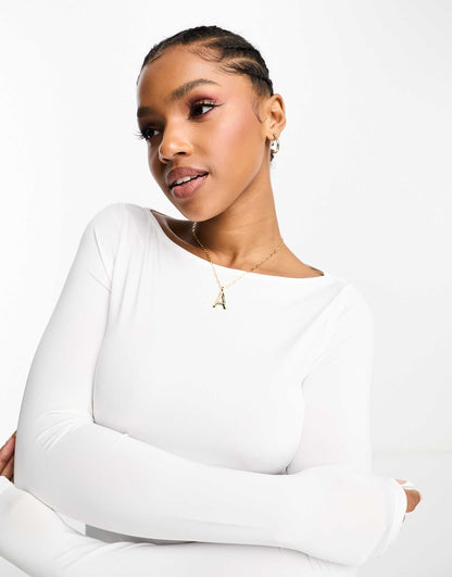 Long Sleeve Boat Neck Top