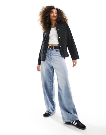 Cotton Twill Shacket With Pocket