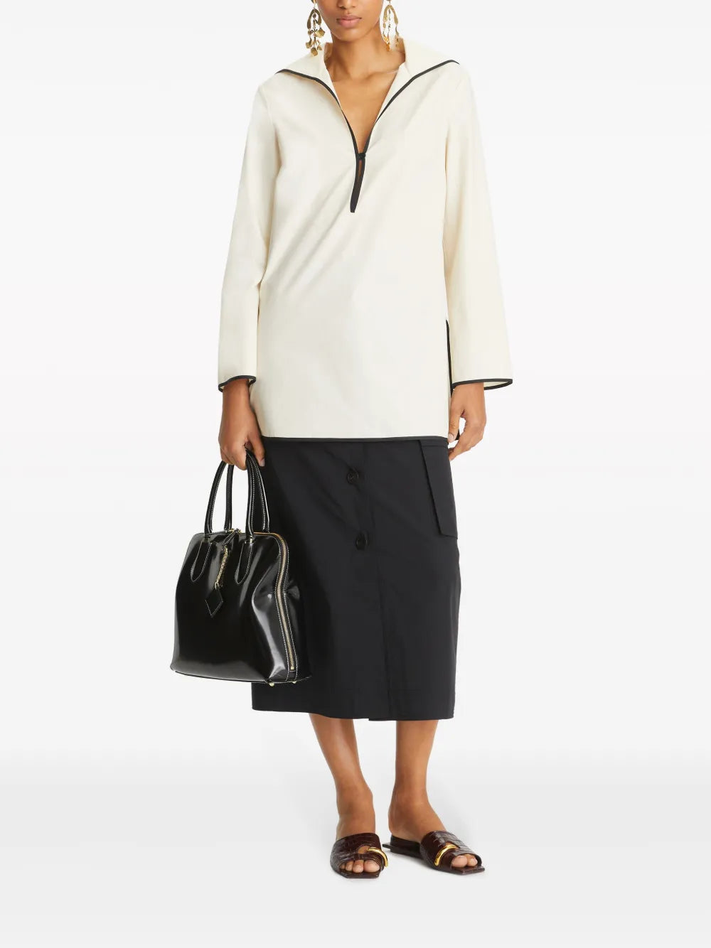 Contrast-Stitch Poplin Tunic