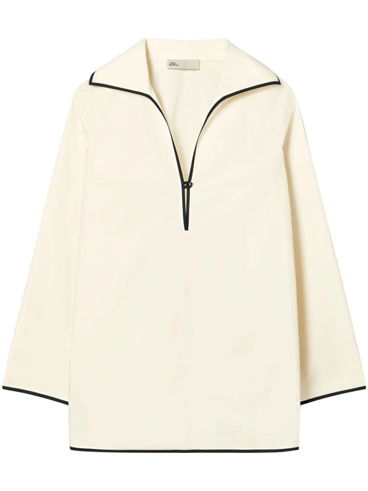 Contrast-Stitch Poplin Tunic