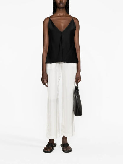 Scalloped Satin Tank Top