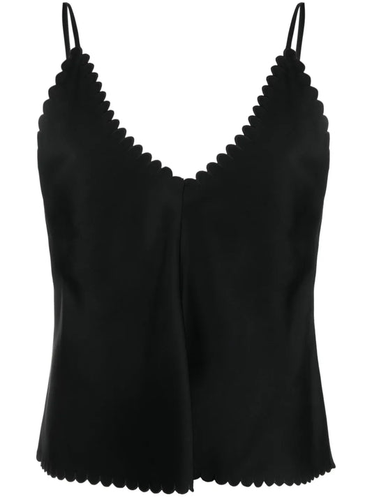 Scalloped Satin Tank Top