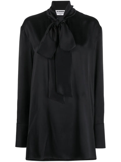 Pussy Bow Silk-Satin Blouse