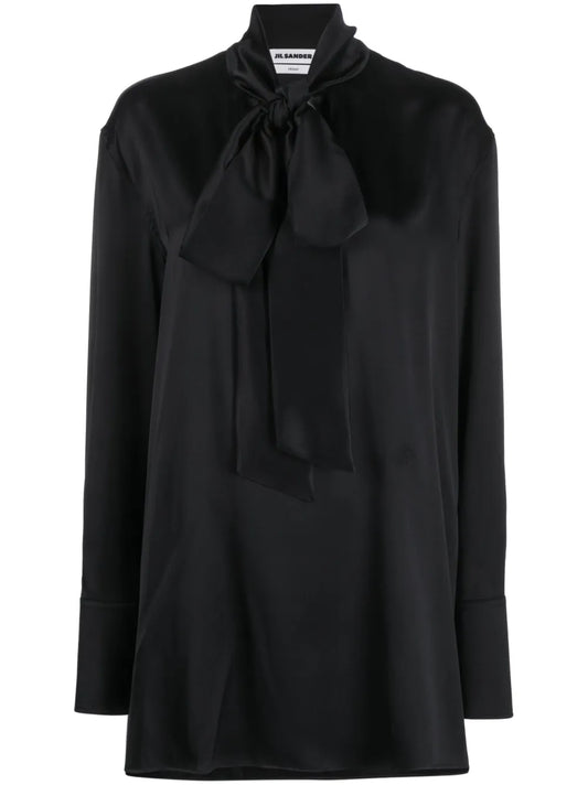 Pussy Bow Silk-Satin Blouse