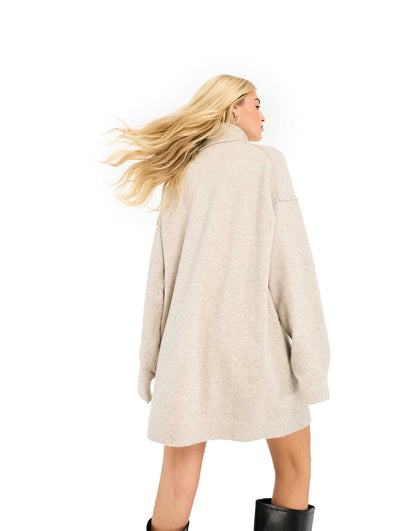 Annie Wool Blend Roll Neck Mini Knitted Jumper Dress