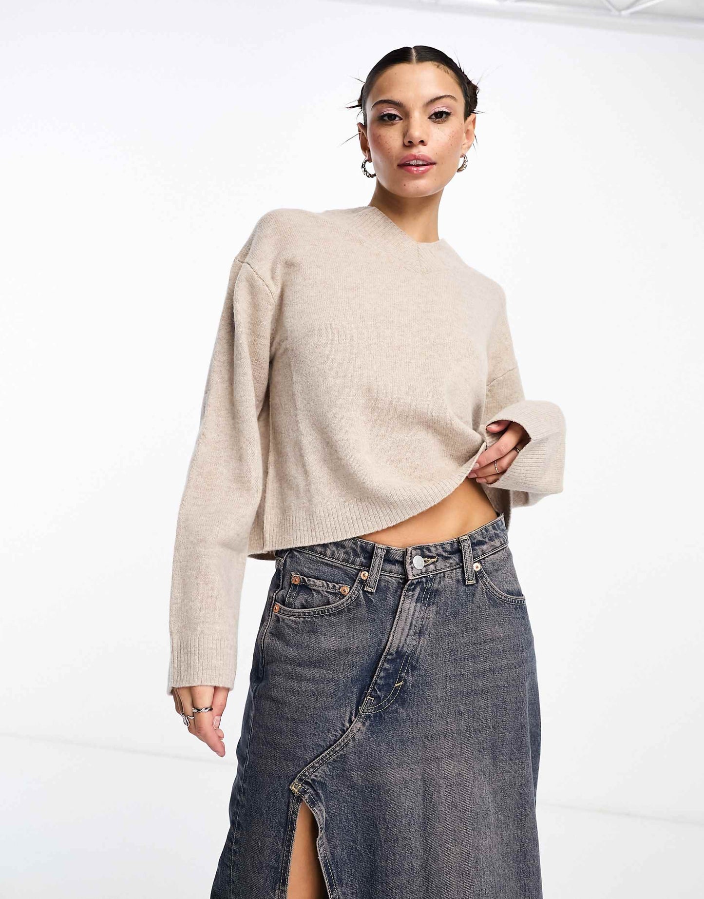 Reece High V Neck Wool Jumper