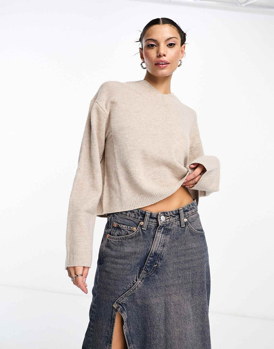 Reece High V Neck Wool Jumper
