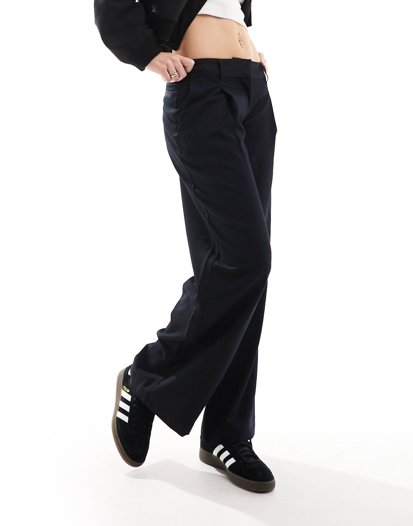 Wide Leg Low Waist Tailored Trousers