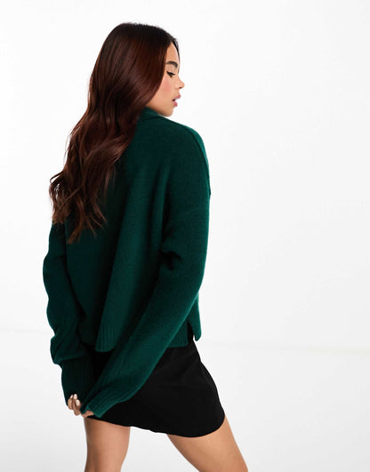 Long Sleeve Collar Knitted Sweater