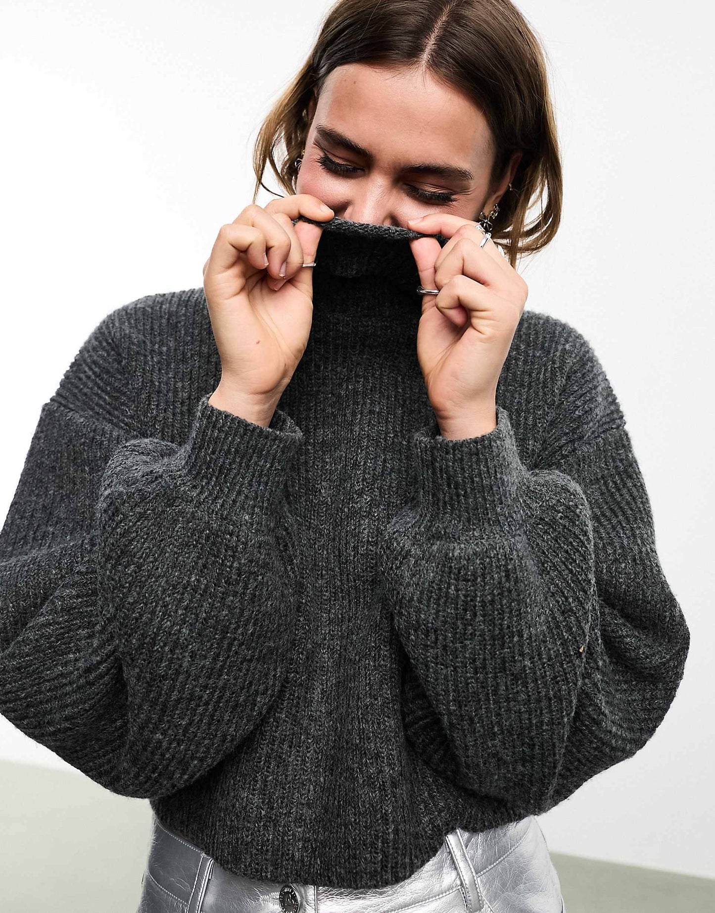 Cropped High Neck Jumper