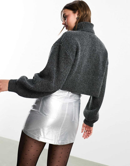 Cropped High Neck Jumper