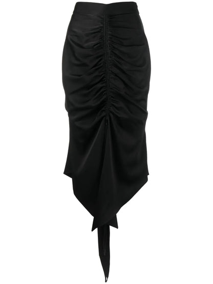 High-Waisted Ruched Midi Skirt
