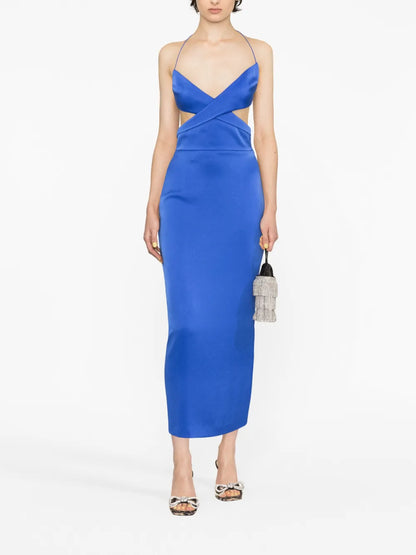 Mason Satin Cut-Out Midi Dress