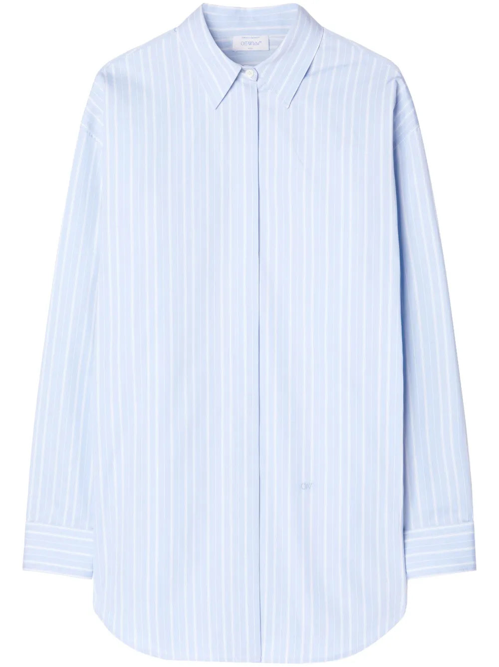 Zip-Detail Pinstriped Poplin Shirt