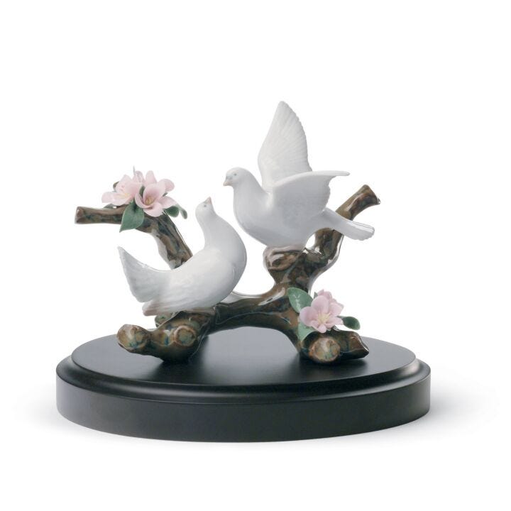 Doves On A Cherry Tree Figurine