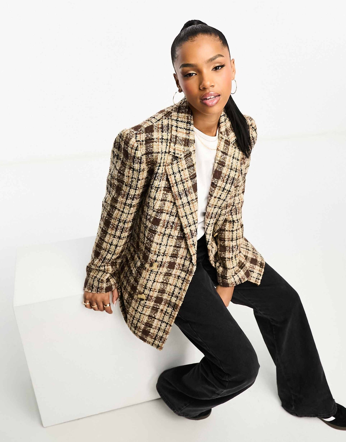 Check Double Breasted Blazer