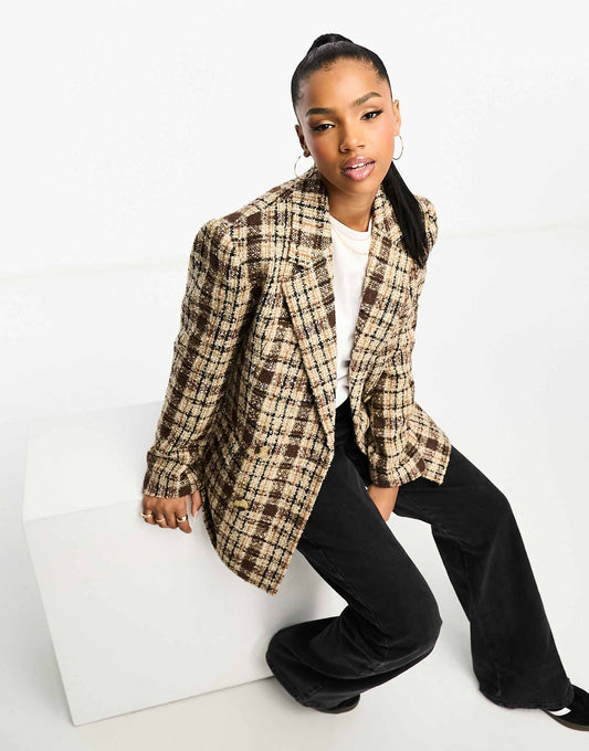 Check Double Breasted Blazer