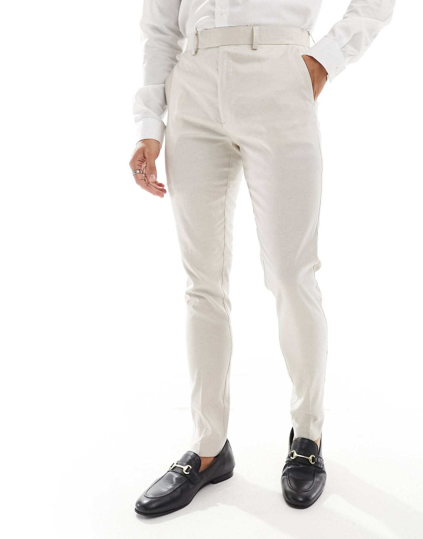 Skinny Linen Mix Suit Trousers