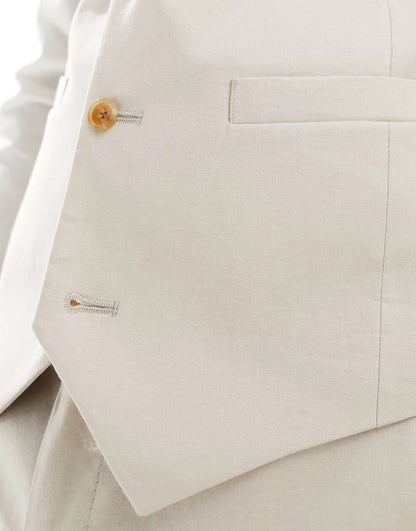 Skinny Linen Mix Suit Waistcoat