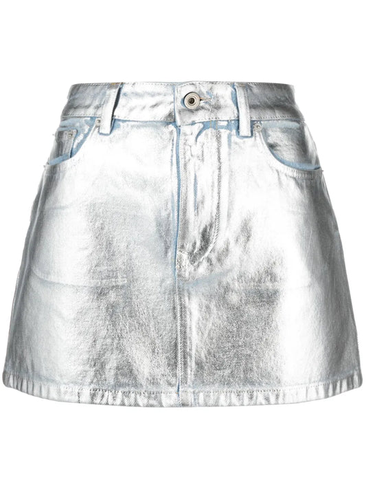 Metallic Denim Miniskirt