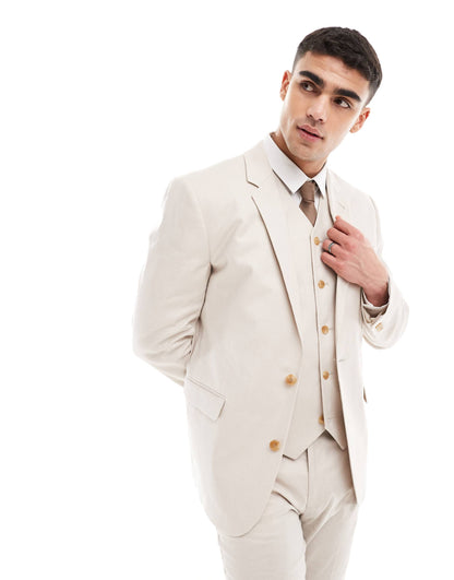 Slim Linen Blend Suit Jacket