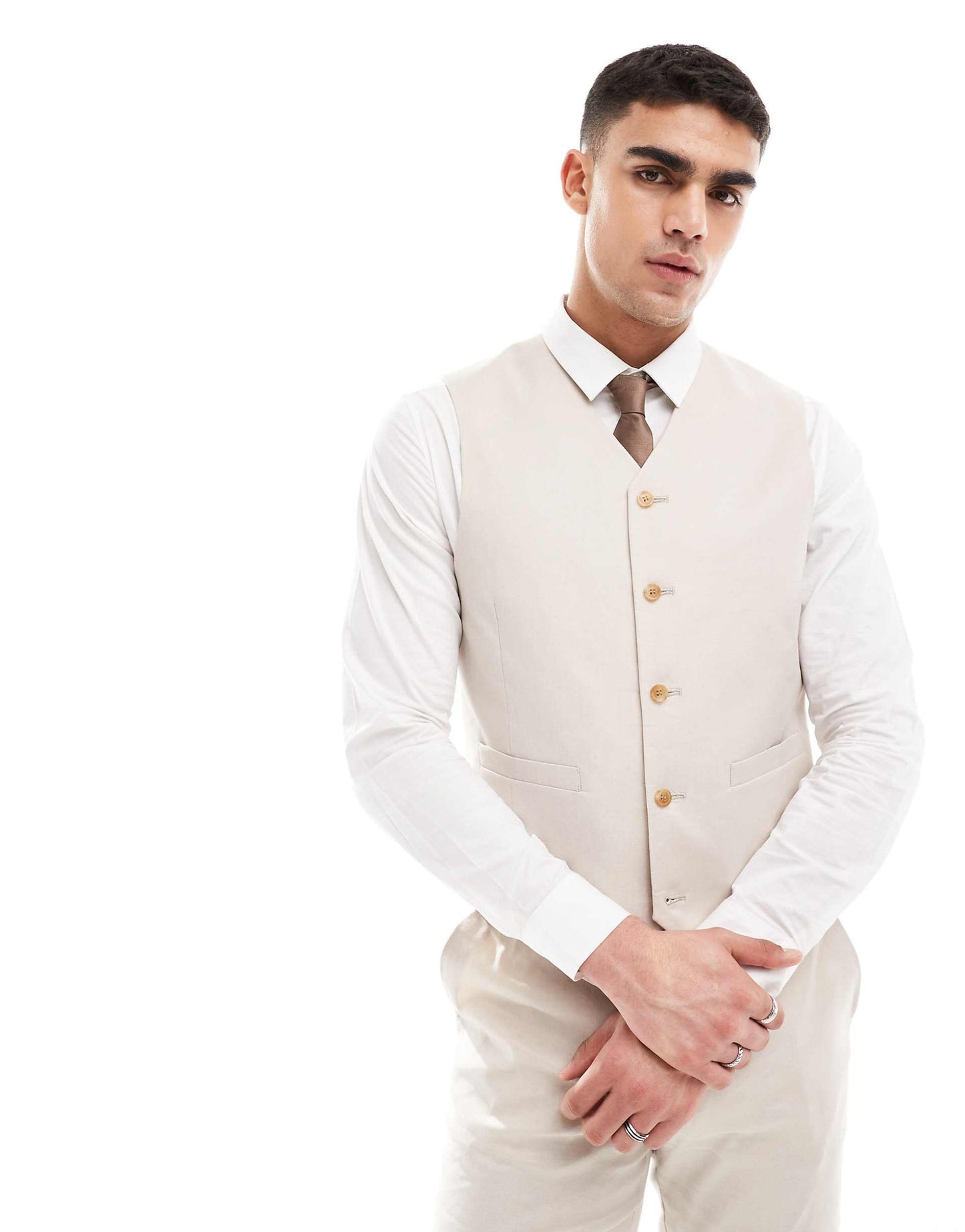 Slim Linen Blend Suit Waistcoat