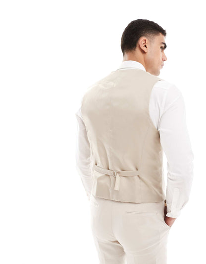 Slim Linen Blend Suit Waistcoat