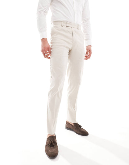 Slim Linen Blend Suit Trousers