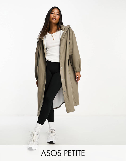 Petite Rubberised Rain Parka Coat
