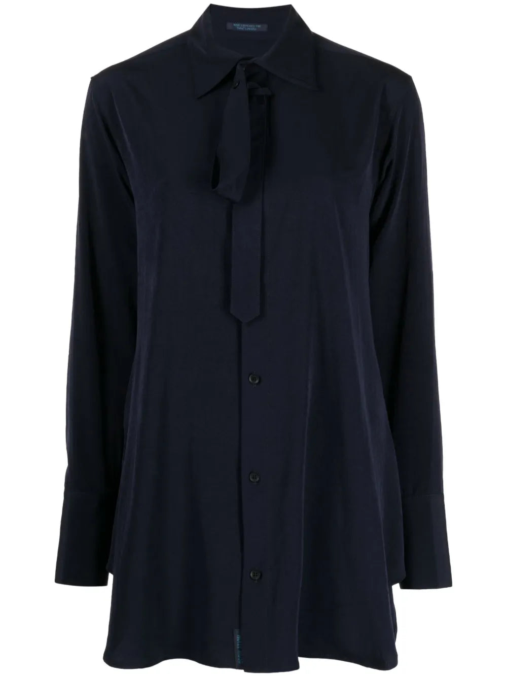 Lace-Fastening Long-Sleeved Blouse