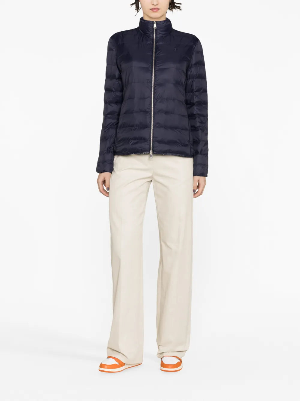 Funnel-Neck Quilted Jacket