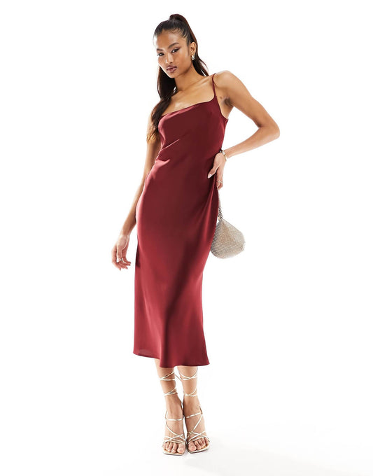 Scoop Neck Satin Midi Slip Dress