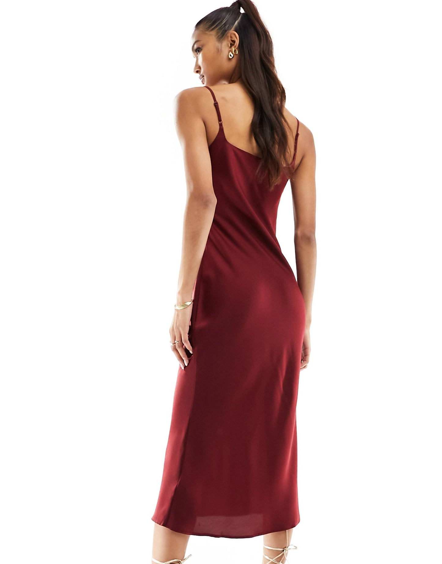 Scoop Neck Satin Midi Slip Dress