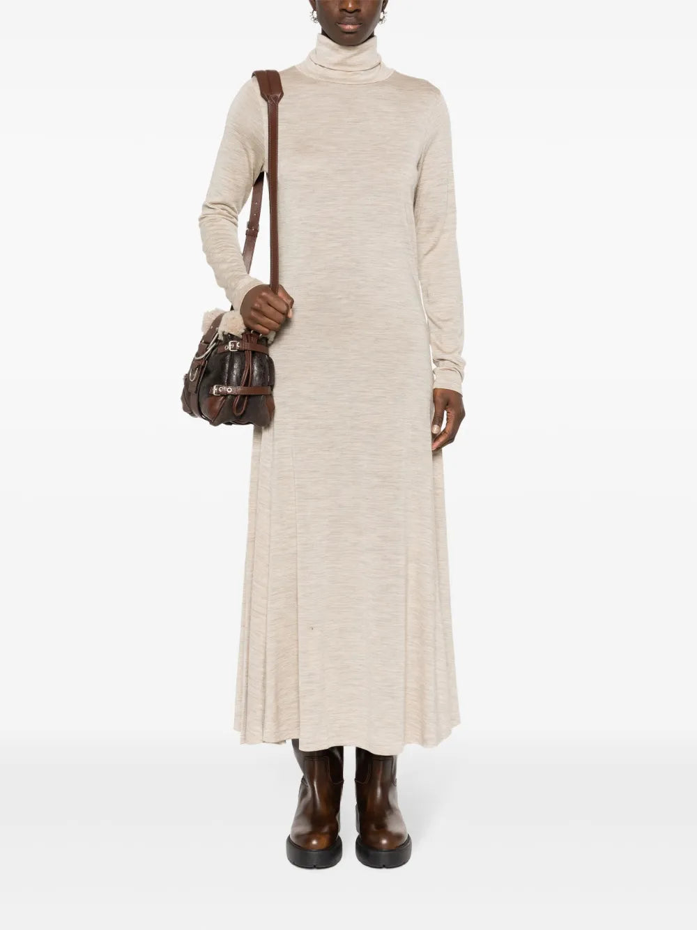 Mélange-Effect Maxi Dress