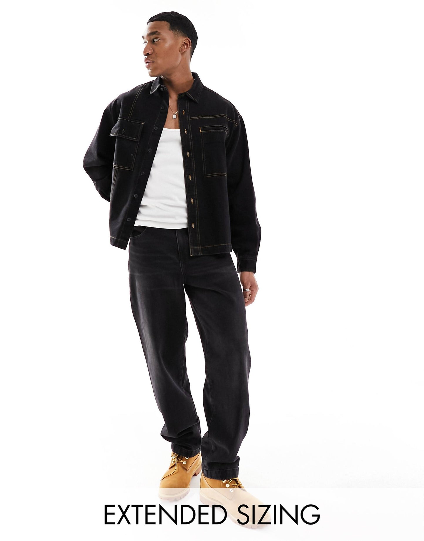 Boxy Oversized Revere Shirt With Contrast Stitch