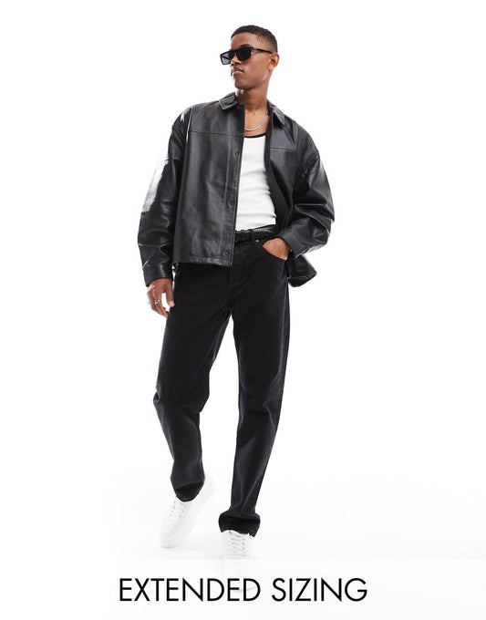 Real Leather Boxy Oversized Coach Jacket