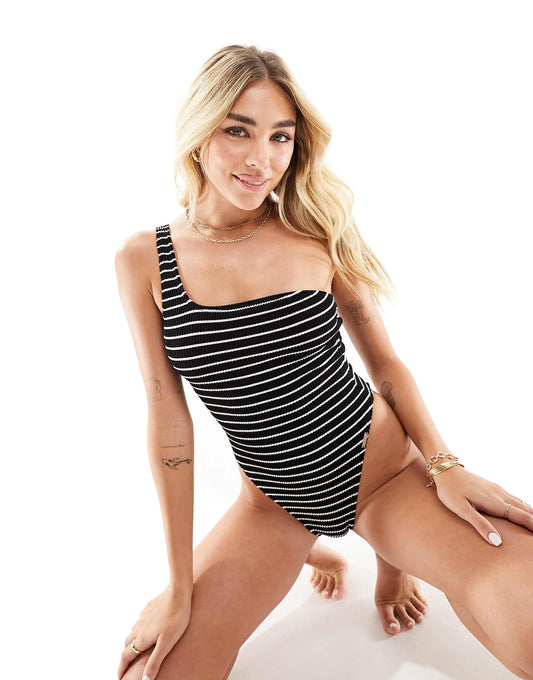 One Shoulder Crinkle Swimsuit