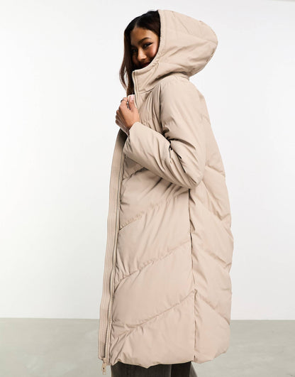 Longline Padded Chevron Coat