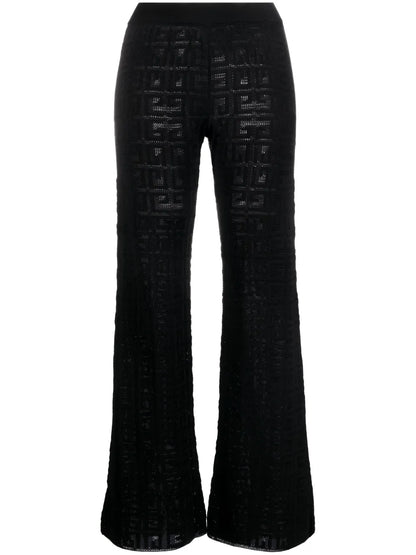 Logo Intarsia-Knit Flared Trousers