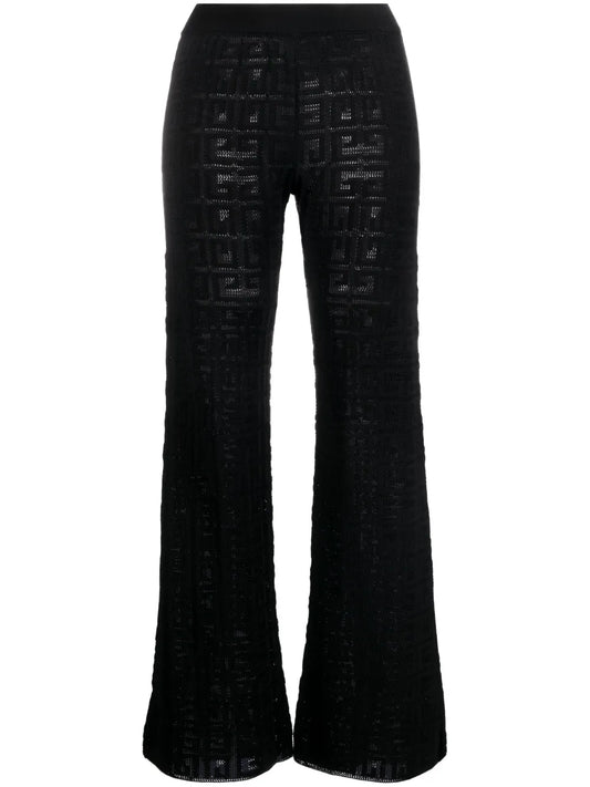 Logo Intarsia-Knit Flared Trousers