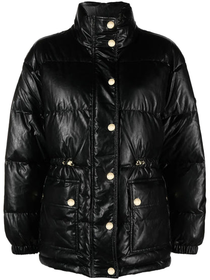 Faux-Leather Puffer Jacket