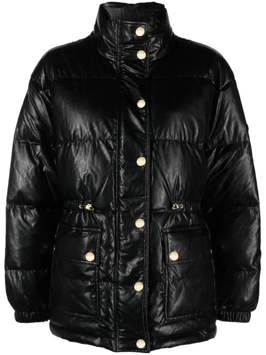 Faux-Leather Puffer Jacket