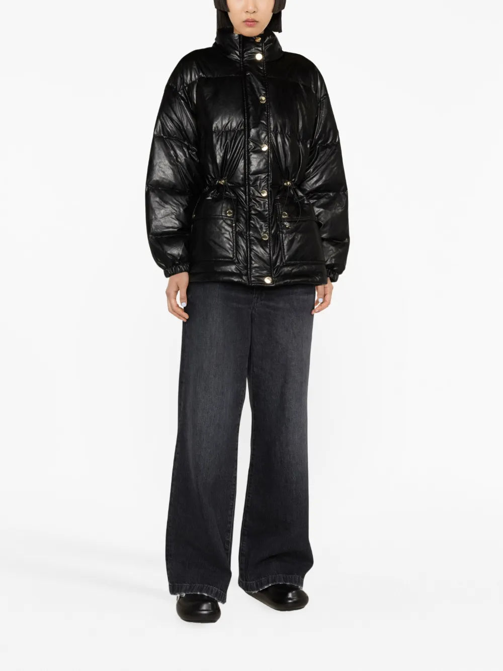 Faux-Leather Puffer Jacket