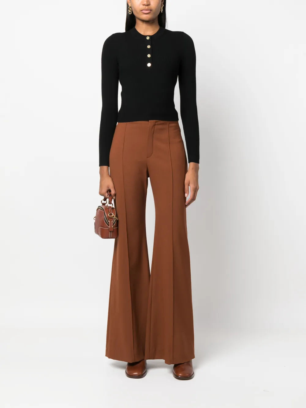 Button-Fastening Long-Sleeve Top